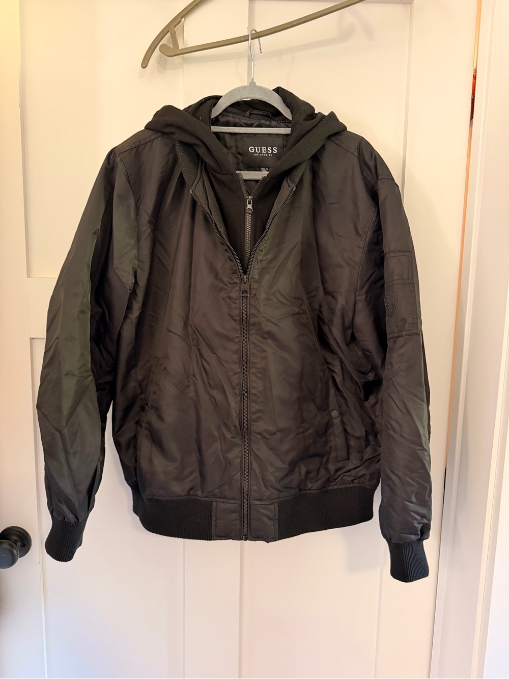 GUESS Men’s Black Hooded Bomber Jacket